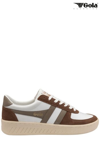 Gola White Mens Grandslam Quadrant Leather Lace-Up Trainers (N12819) | £90