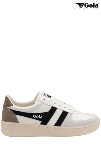 Gola White Mens Grandslam Trident Recycled PU Lace-Up Trainers (N12820) | £90