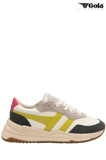 Gola White Ladies Saturn Quadrant Recycled PU Lace-Up Trainers (N12838) | £115