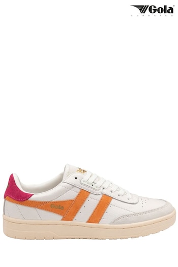 Gola Pearl White Ladies Falcon Leather Lace-Up Trainers (N12853) | £90