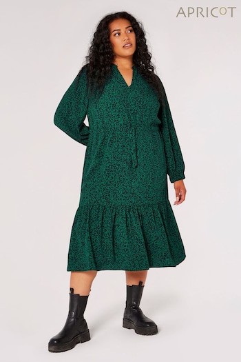 Apricot Green Mono Animal Drwstring Midaxi Dress (N12869) | £39