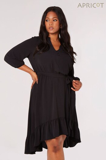 Apricot Black High Low Open Collar Dress (N12870) | £39