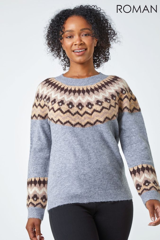 Grey fair isle sweater shop
