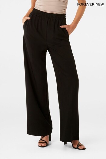 Forever New Black Kyah Ruched Waist Band Trousers (N12918) | £60
