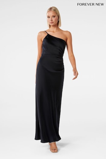 Forever New Navy Kelly One Shoulder Satin Maxi Dress (N12924) | £110