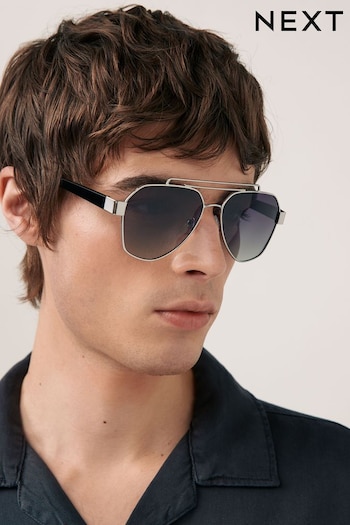 Brown and Grey Aviator Style Polarised Sunglasses (N12939) | £16