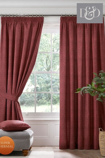 D&D Red Pembrey Super Thermal Pencil Pleat Curtains Curtains (N12958) | £32 - £80