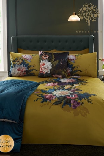 Appletree Yellow Ashington Luxe Velvet  Duvet Cover Set (N12977) | £55 - £75