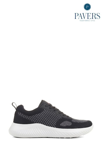 Pavers Lightweight Lace-Up Black Trainers (N13006) | £40