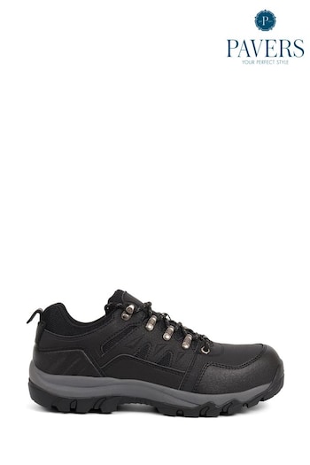 Pavers Steel Toe Cap Lace-Up Black Shoes (N13007) | £40