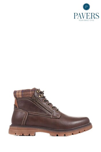 Pavers Wide Fit Lace-Up Ankle Brown Boots (N13010) | £45