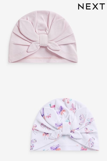 Lilac/Ecru Baby Turban Hats Boater 2 Pack (0-18mths) (N13032) | £6.50