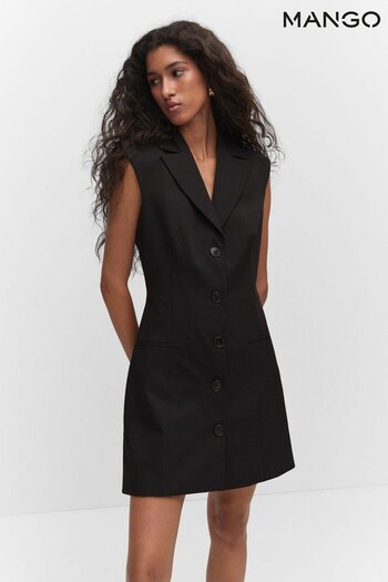 Mango Vest-Style Black Dress The With Buttons (N13116) | £60