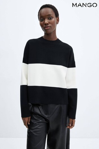 Rounded Neck Long-sleeved Button Stripe Jumper (N13138) | £36