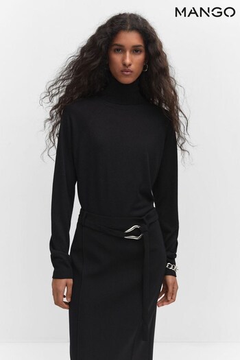 Mango Fine-Knit Turtleneck Black Sweater (N13139) | £26