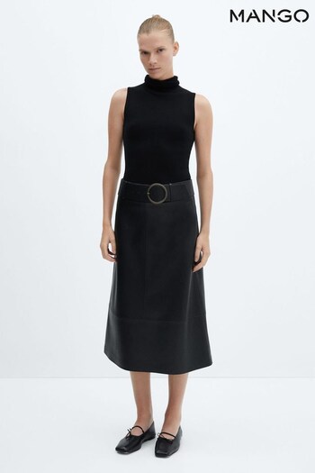 Mango Paros Leather-effect Midi-skirt With Belt (N13144) | £80