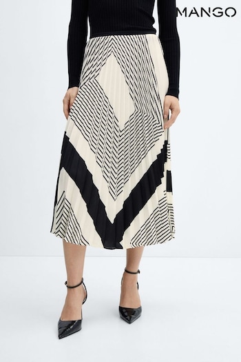 Mango Lana Stripe Pattern Pleated Skirt (N13146) | £46