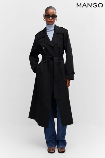 Mango Double-Button Trench Black Coat (N13151) | £100
