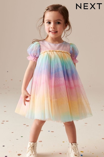 Multi Rainbow Mesh Dress perfect (3mths-7yrs) (N13162) | £18 - £22