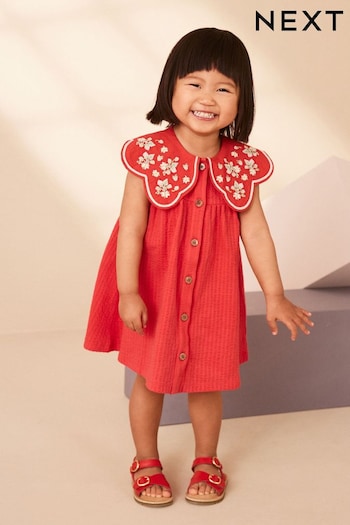 Red Cotton Summer jean Dress (3mths-7yrs) (N13167) | £11 - £13