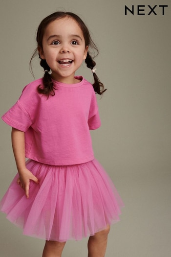 Bright Pink T-Shirt and Skirt Set (3mths-7yrs) (N13177) | £12 - £16