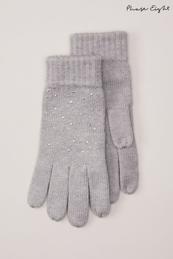 Phase Eight Grey Sparkly Gloves (N13183) | £25
