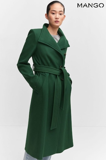 Mango Green Woollen Coat With Belt (N13193) | £170