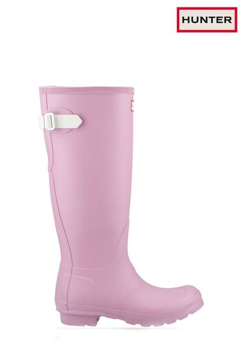 Hunter Pink Original Tall Back Adjustable Wellington top Boots (N13222) | £140