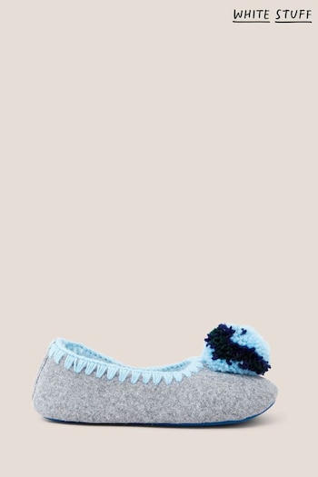 White Stuff Grey Pom Felt Ballet Slippers (N13269) | £35