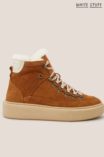White Stuff Natural Suede Shearling Hiker Boots WRANGLER (N13271) | £99
