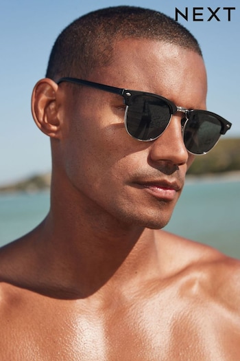 Classic Black Clubmaster Polarised Sunglasses with (N13295) | £16