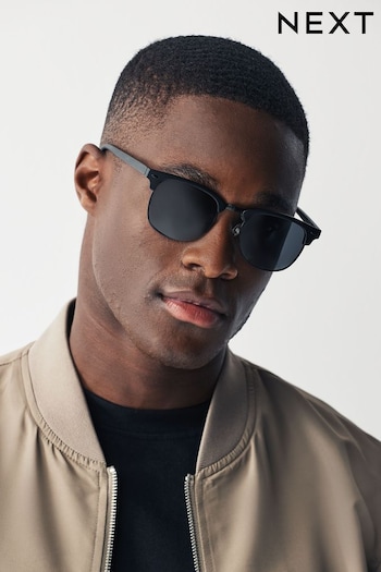 Black Clubmaster Polarised Sunglasses with (N13296) | £16