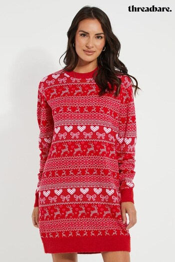 Threadbare Red Christmas Jumper Dress (N13351) | £28