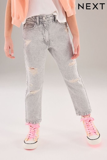 Grey Distressed Mom 0-3 Jeans (3-16yrs) (N13361) | £17 - £22