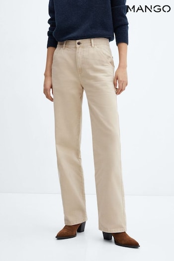 Mango High Waisted Straight Leg Brown Jeans (N13365) | £36