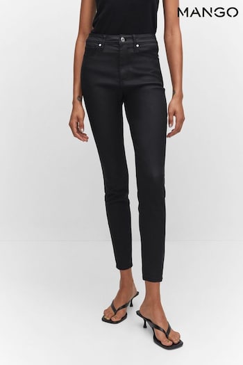Mango Waxed High-Rise Skinny Black Jeans midi (N13366) | £30
