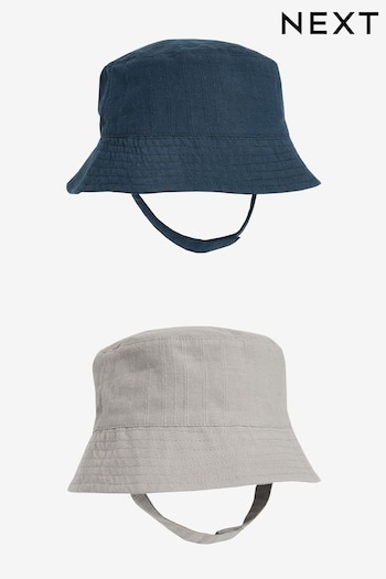 Navy Blue Baby Bucket Jackets Hats 2 Pack (0mths-2yrs) (N13373) | £11