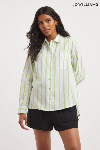 JD Williams Green Stripe Linen Essential Shirt (N13428) | £28
