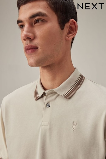 Neutral Tipped Regular Fit Polo Shirt (N13435) | £20