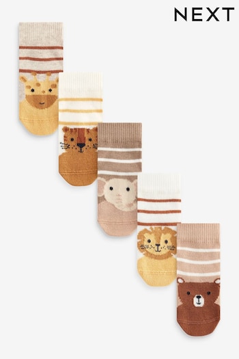 Brown/Cream tie Socks 5 Pack (0mths-2yrs) (N13438) | £6.50