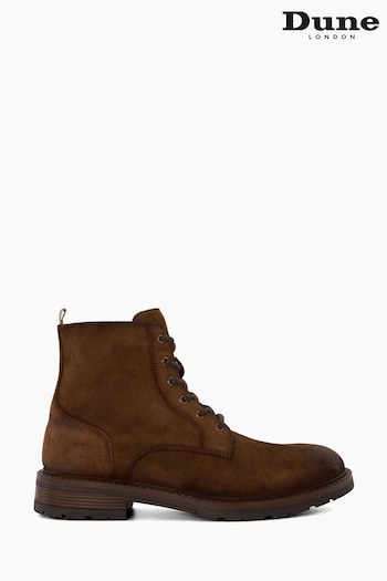 Dune London Brown Cheshires Plain Toe Cleated Sole Boots (N13476) | £140