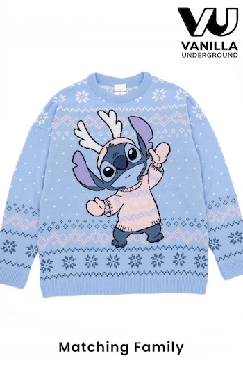 Vanilla Underground Blue Lilo & Stitch Ladies Xmas Jumper (N13491) | £50