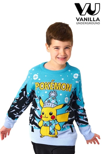 Vanilla Underground Blue Pokémon Kids Christmas Jumper (N13496) | £30