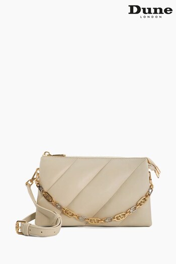 Dune London Cream Dinidelamere Small Quilted Zip Crossbody Bag (N13566) | £75