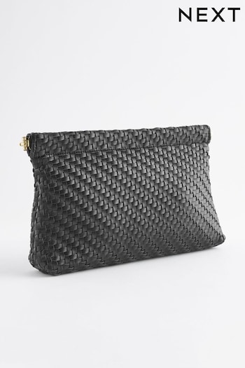 Black Weave Clutch Bag (N13580) | £30