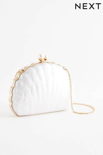 Pearl White Shell Clutch Bag (N13581) | £45