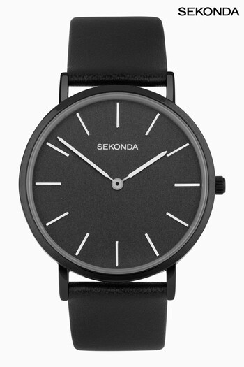 Sekonda Minimal Leather Strap Black Watch (N13670) | £45