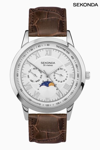 Sekonda Mens Armstrong Brown Leather Strap Moon Phase Watch (N13695) | £70