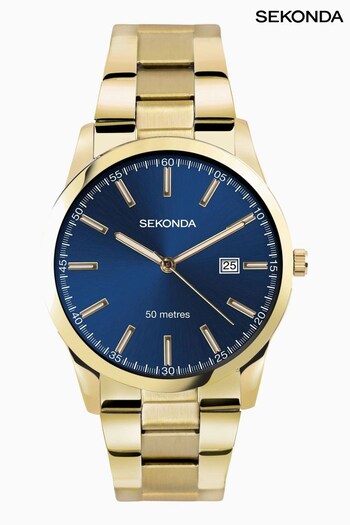 Sekonda Mens Blue Gold Stainless Steel Bracelet Watch (N13703) | £65