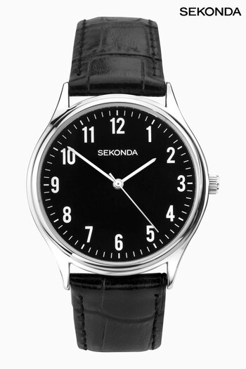Sekonda Men's Easy Reader Black Leather Upper Strap with Black Dial Watch (N13730) | £30